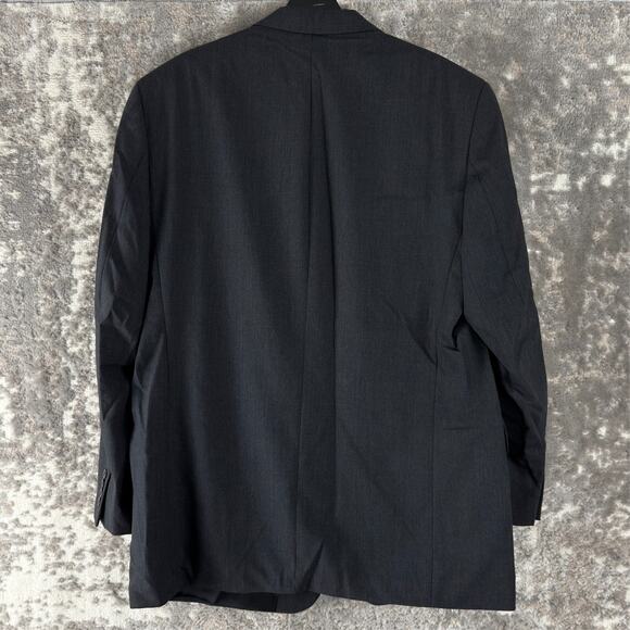 DKNY Size 44L Wool Career Notched Blazer Jacket Black Long Sleeve Button - Picture 4 of 10